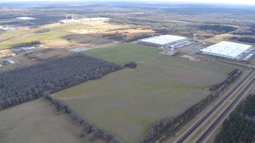 Aerial view of Chickasaw Trails Industrial Park in Marshall County, Mississippi.
