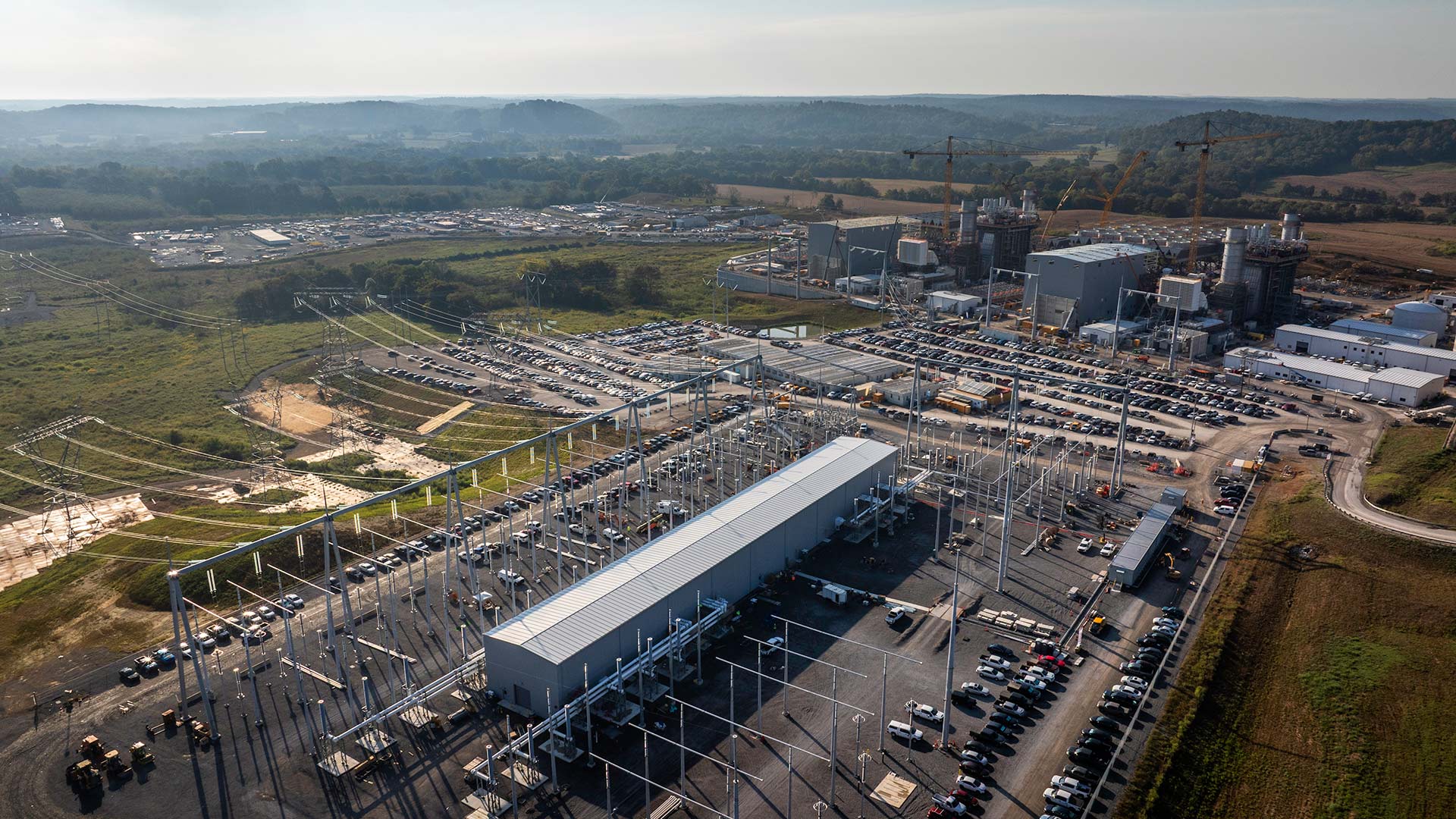 A new 500-KV switchyard under construction in Cumberland City, Tennessee
