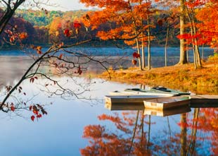 Scenic view of a lake during autumn