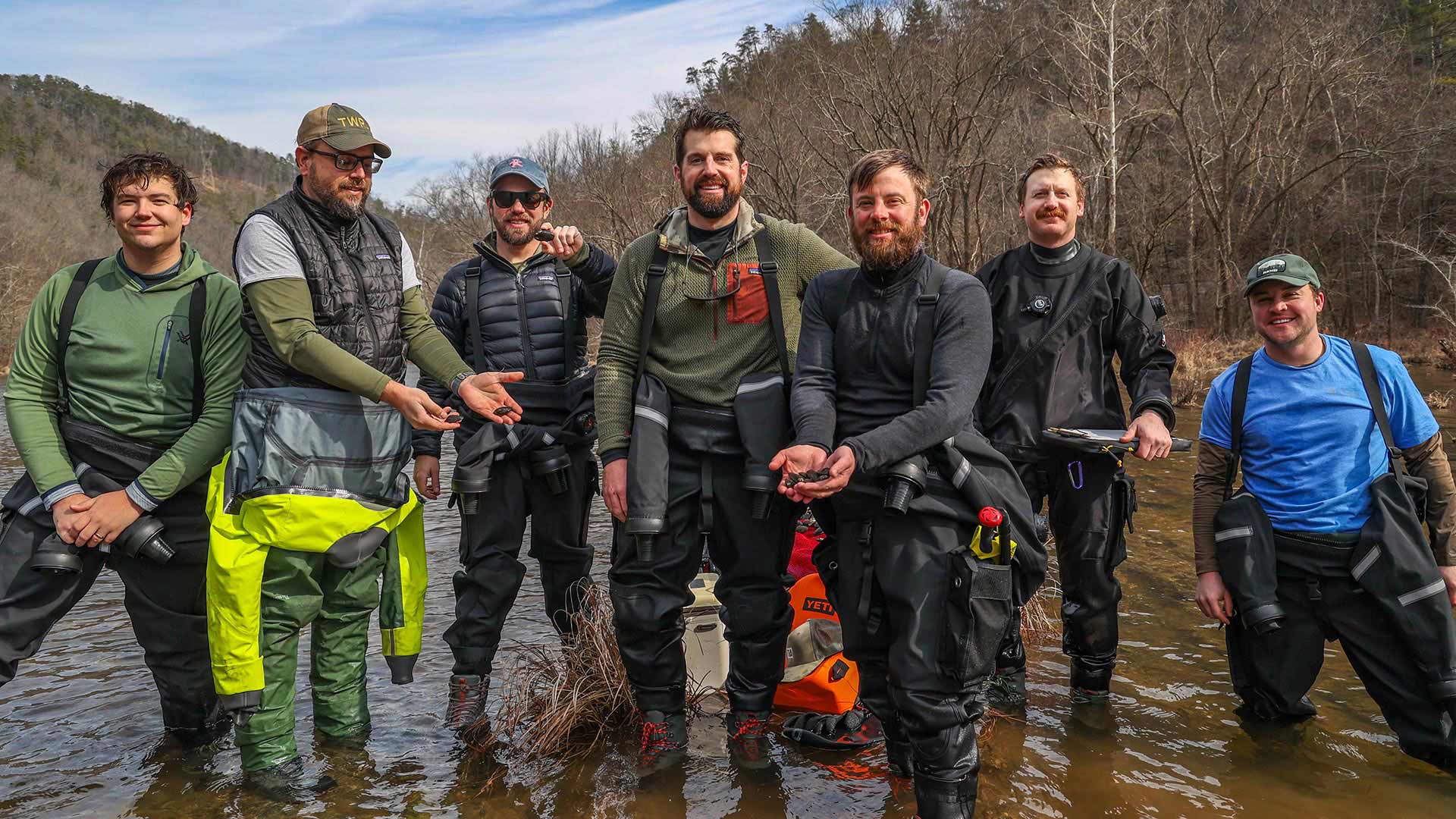 TVA and TWRA biologists at the Hiwassee River