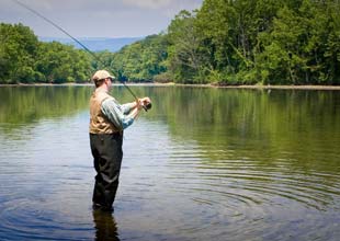 Man Fishing in a lake