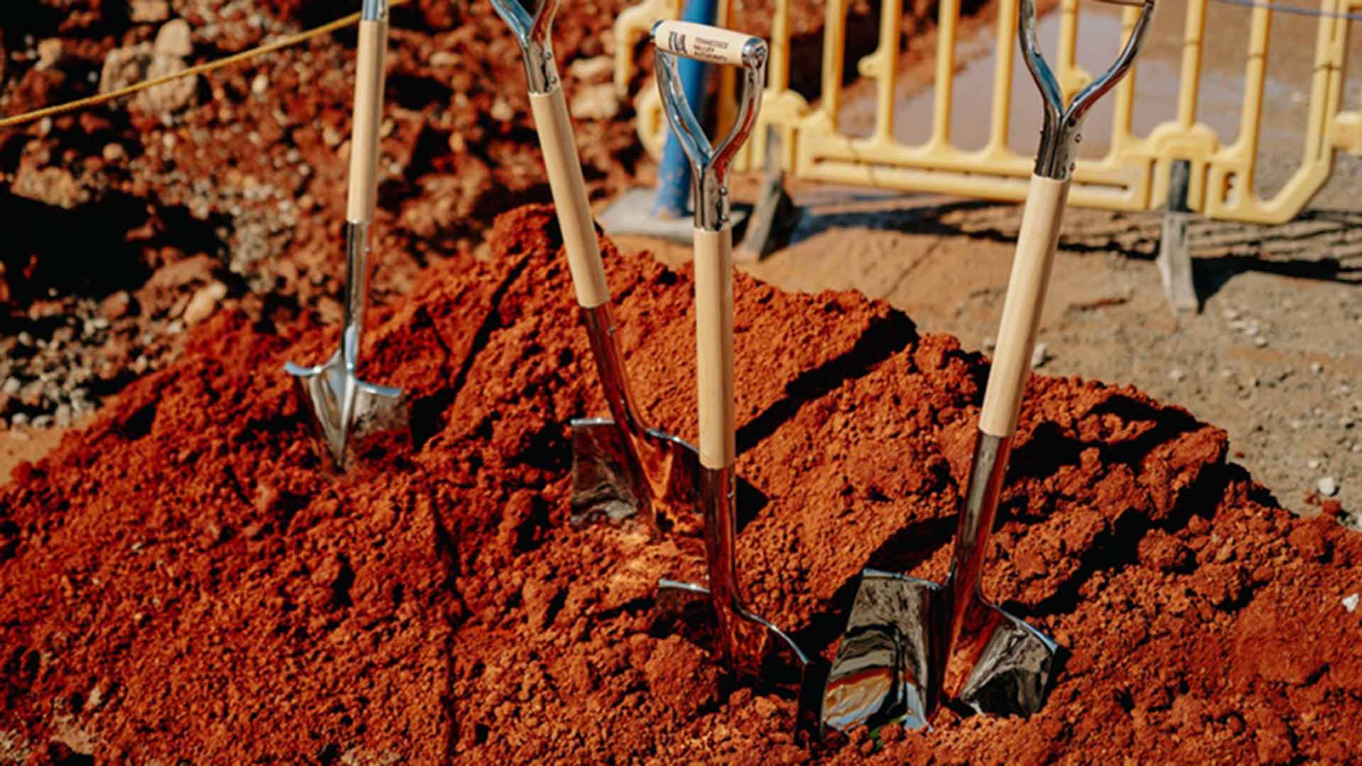Shovels in ground