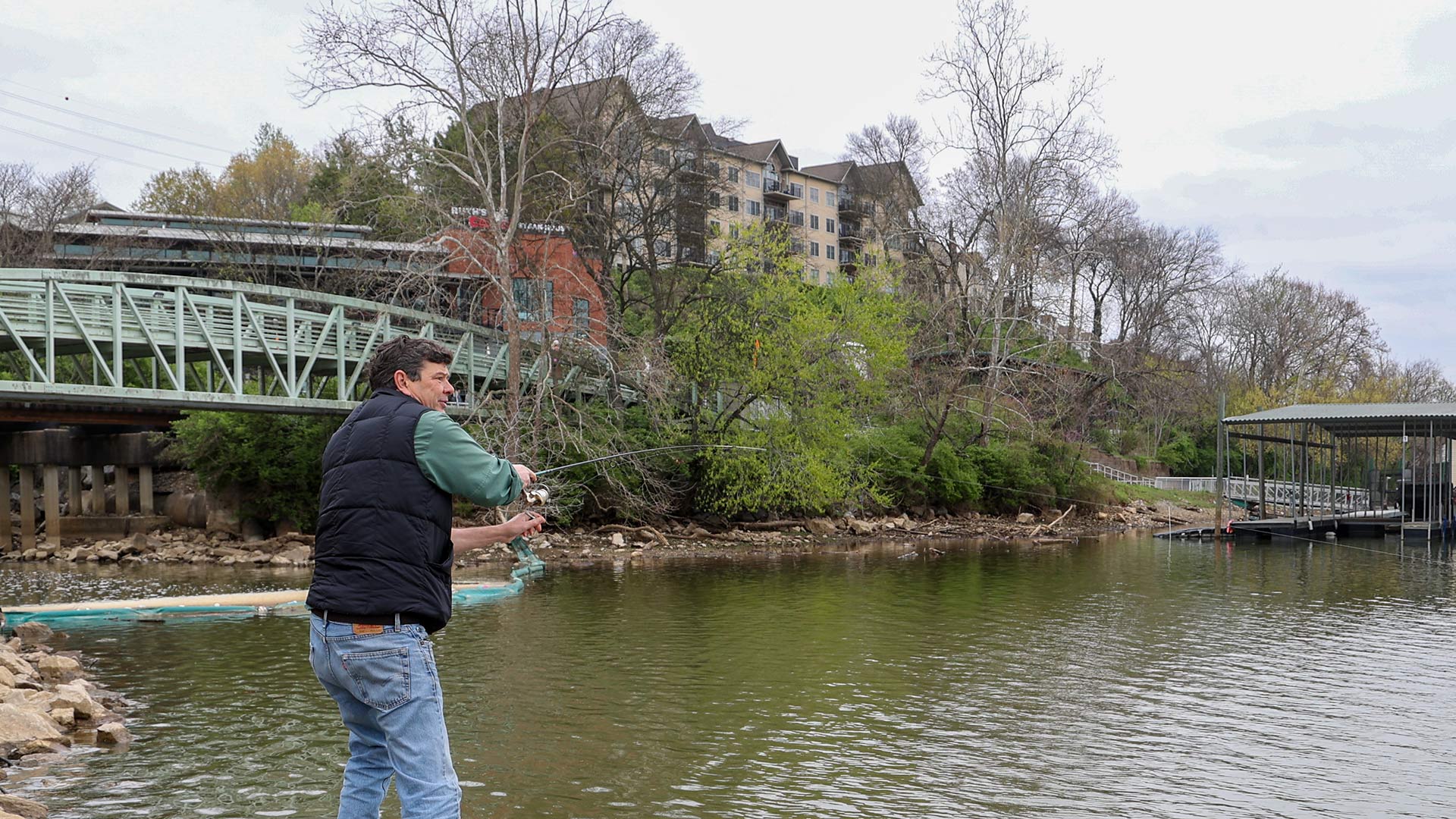 Fishing from shoreline in Knoxville