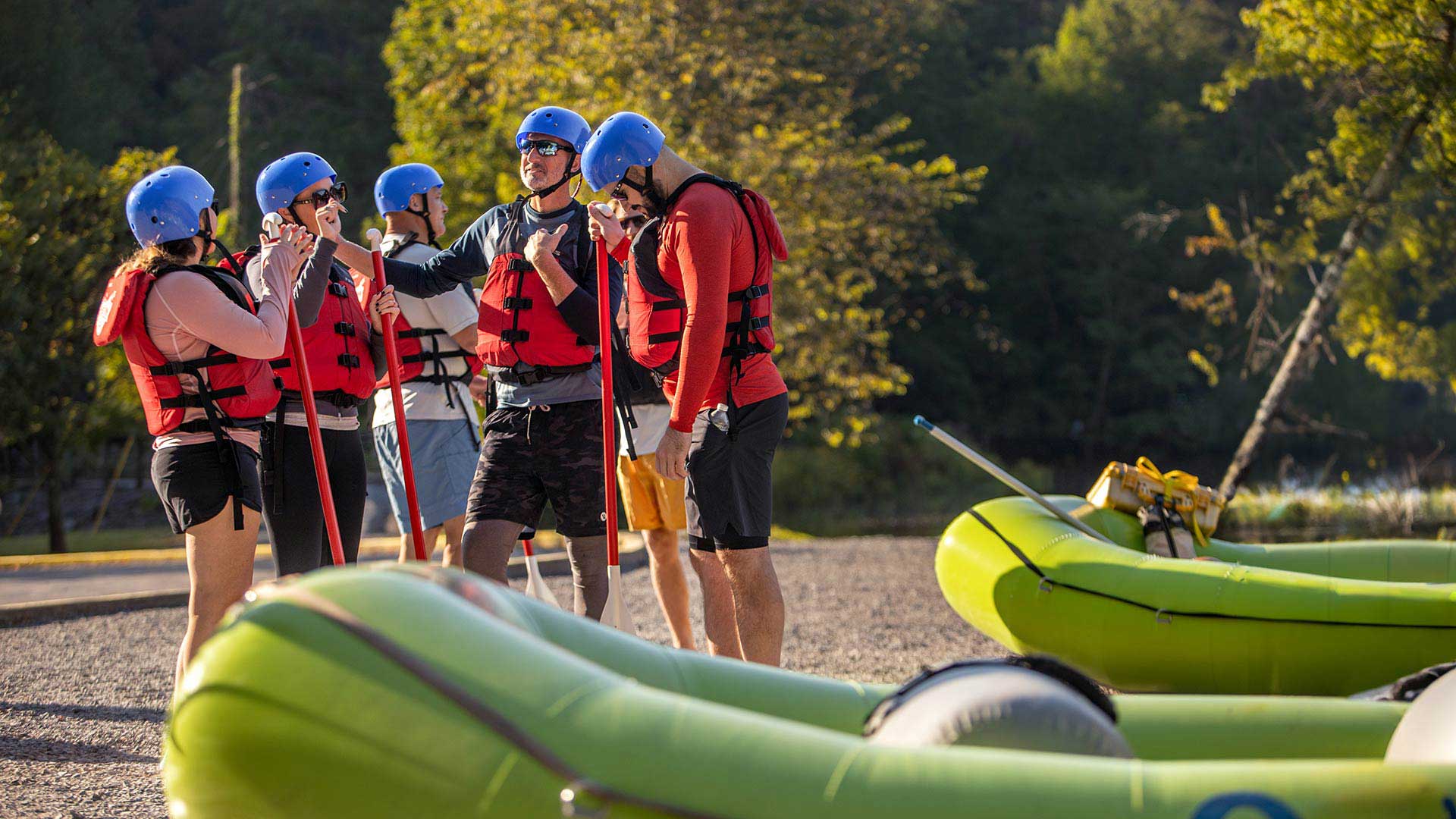 Group prepares to go whitewater rafting at the Ocoee River