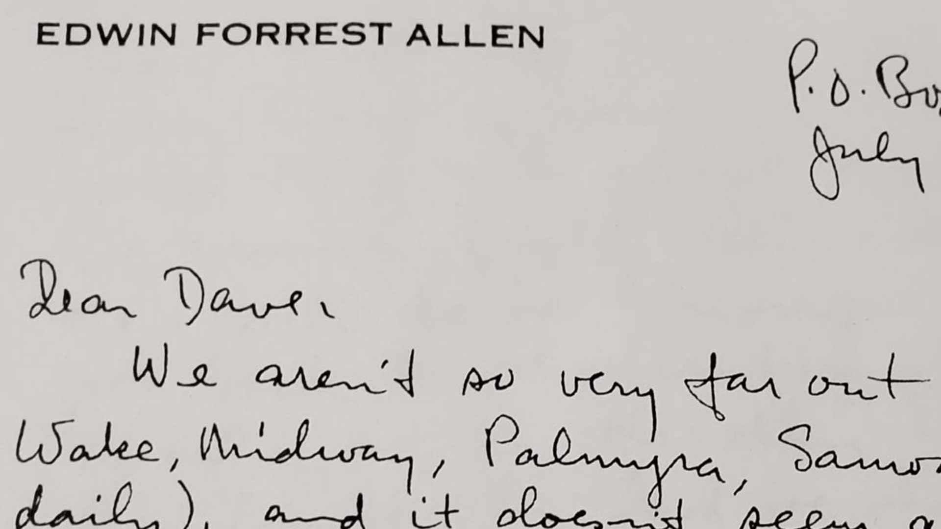 Letter from Forrest Allen to David Lilienthal during WWII