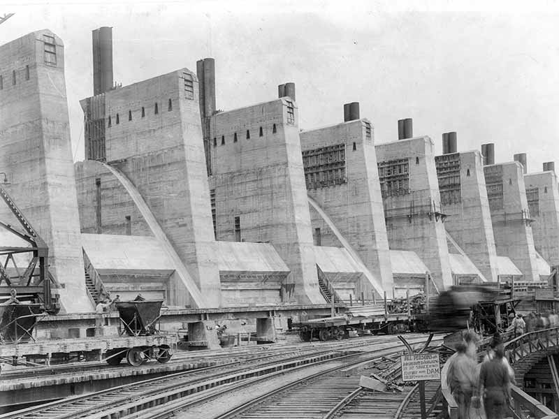 Wilson Dam during construction