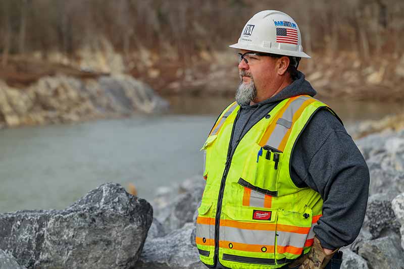 Harry Burnsworth below Nolichucky Dam following record floods after Hurricane Helene.