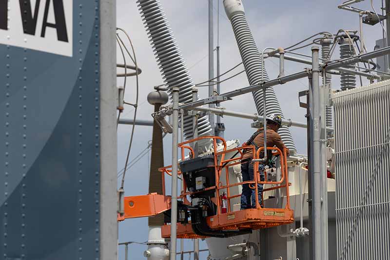 TVA's Power Service Shops crew tests transformers.