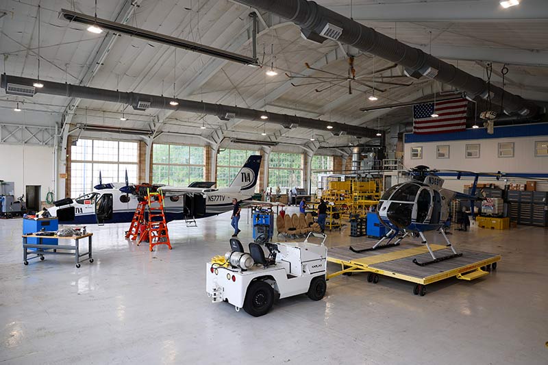Aircraft inside TVA hangar