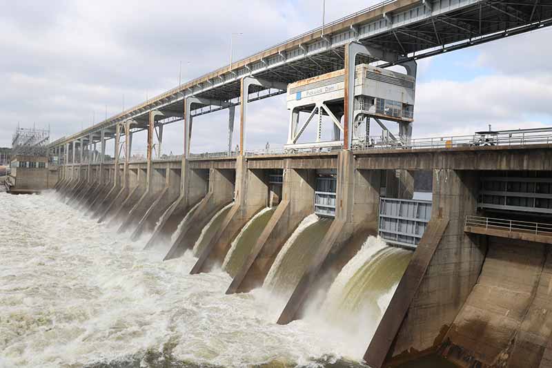 Water rushing through spillway at Pickwick Landing Dam
