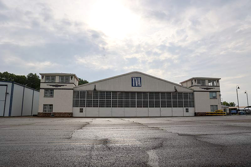 Exterior shot of TVA hangar