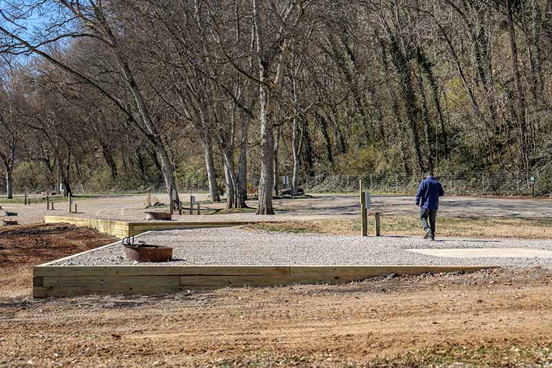 Restored campsites at Douglas Dam Tailwater Campground