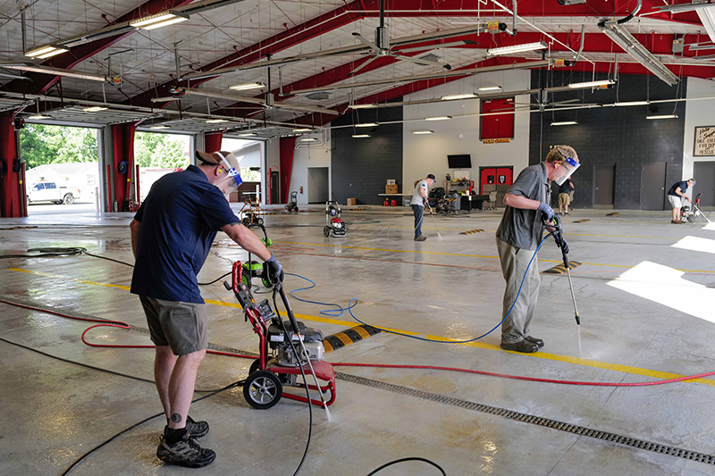 90th Service Sale Creek Fire Department cleaning floor