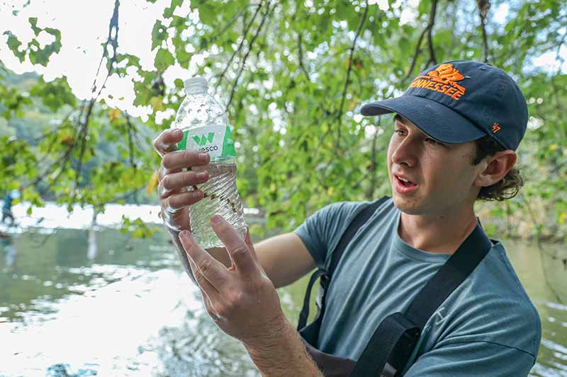 Jarret Dietzler with a lamprey