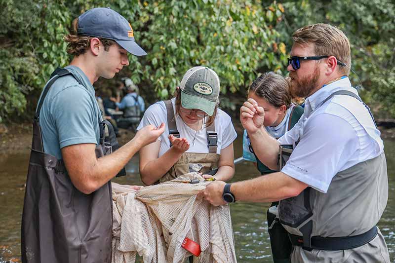 Jon Michael Mollish teaching fish ID to UT students