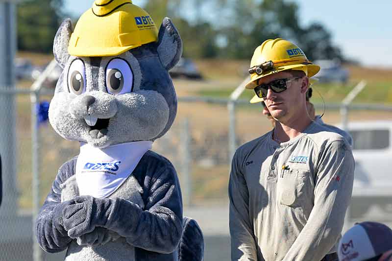 BTES mascot Nutty the Squirrel at BTES substation event