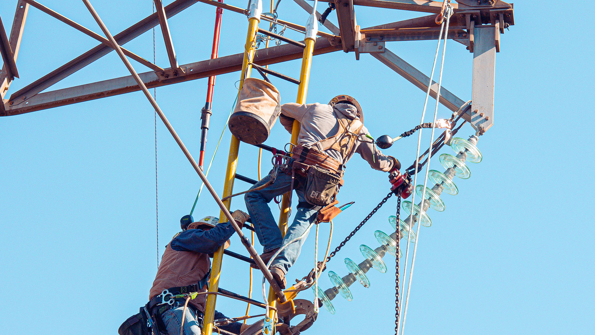 People working on transmission
