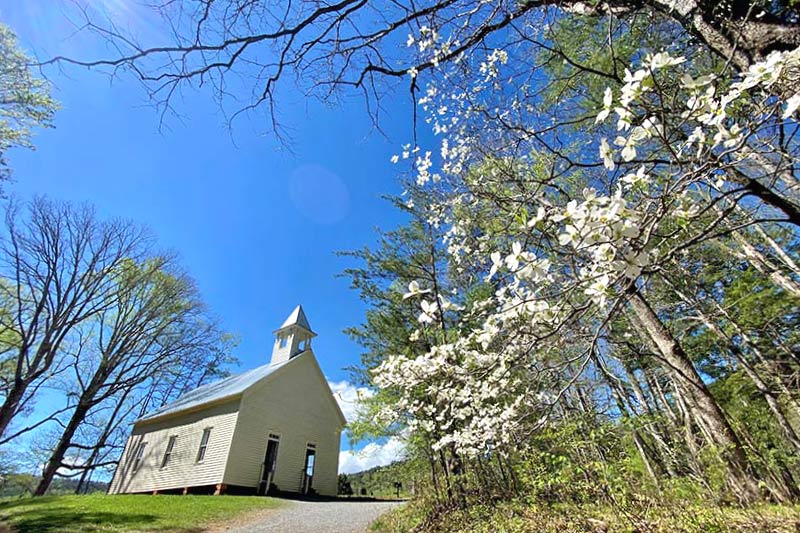 A historic church in Cades Cove area