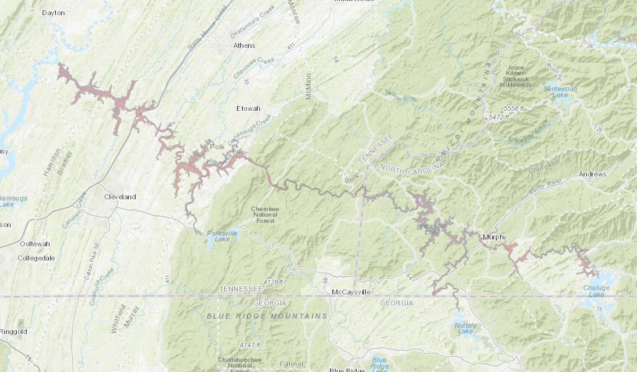 Chatuge max inundation map