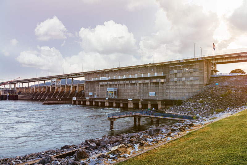 An exterior view of TVA’s Chickamauga Dam near Chattanooga
