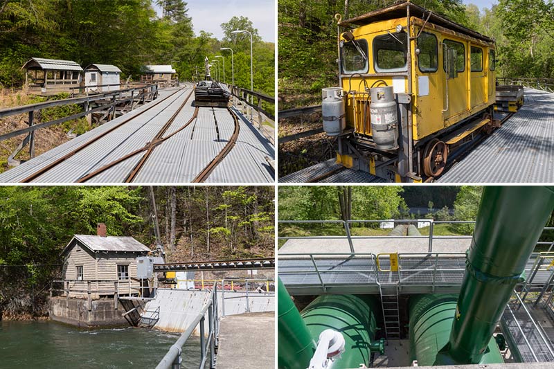 Collage of Ocoee flume equipment