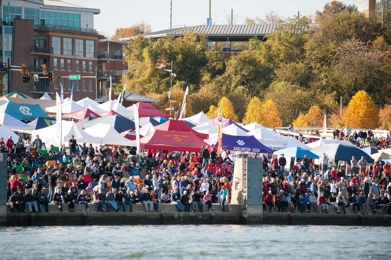 A crowd of spectators watch the Head of the Hooch Regatta in downtown Chattanooga