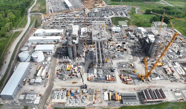 Aerial view of Cumberland Gas Plant construction site in Tennessee.