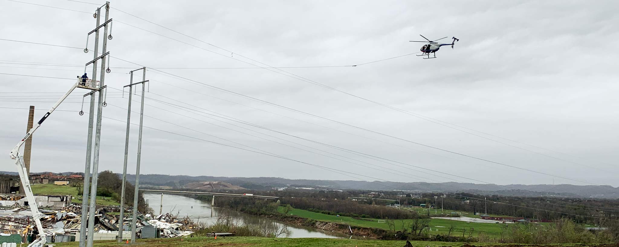Cumberland River Crossing TVA crews began assessing the tornado damage