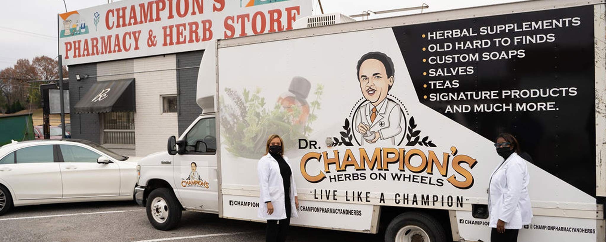 Dr. Champion's herb on wheel truck