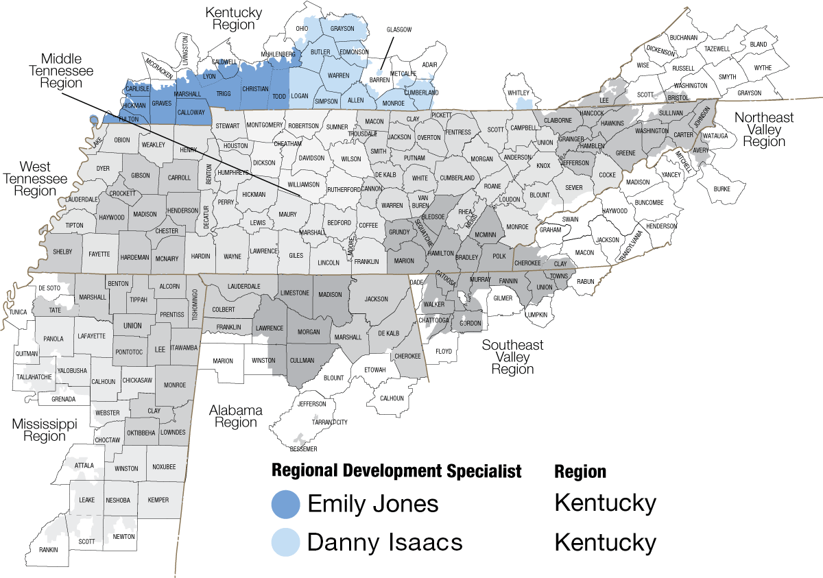 Map of Kentucky regions