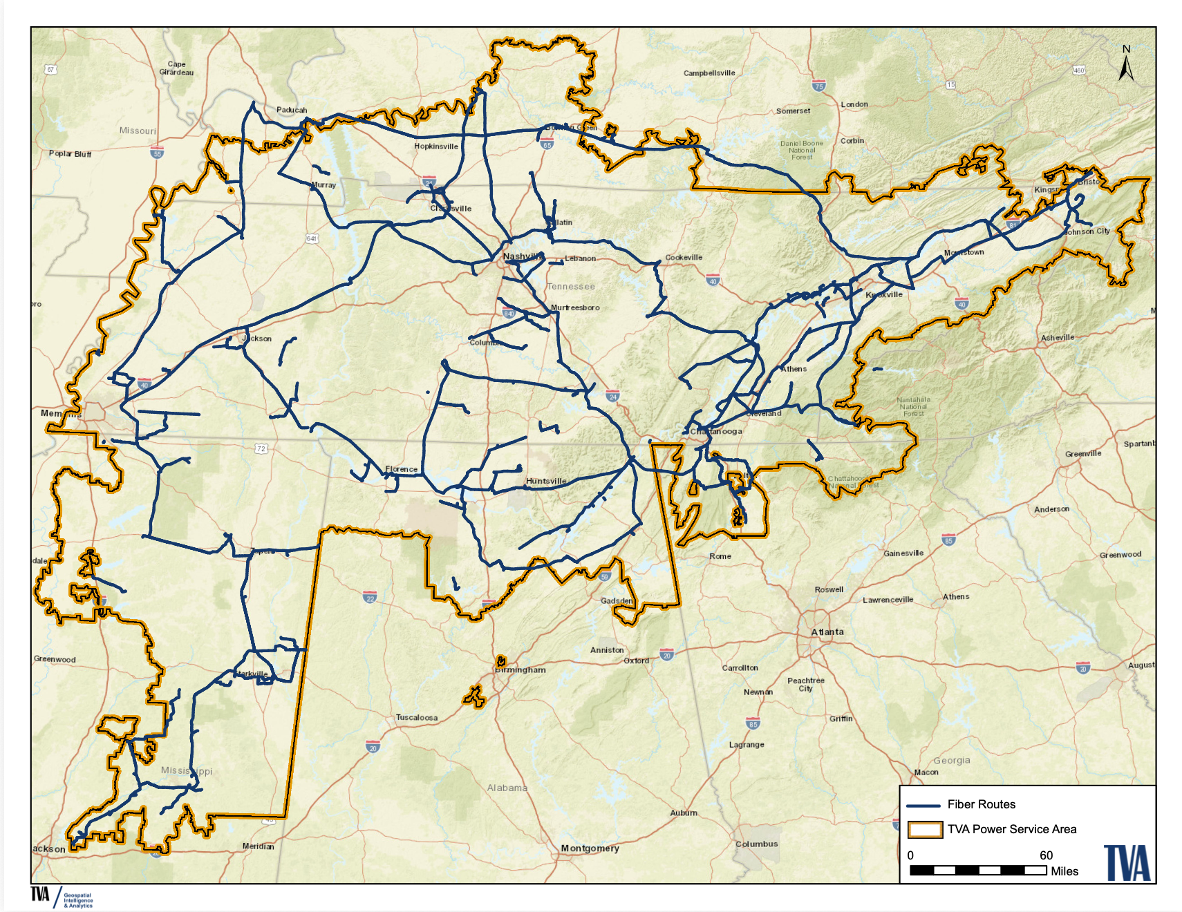Dark fiber map