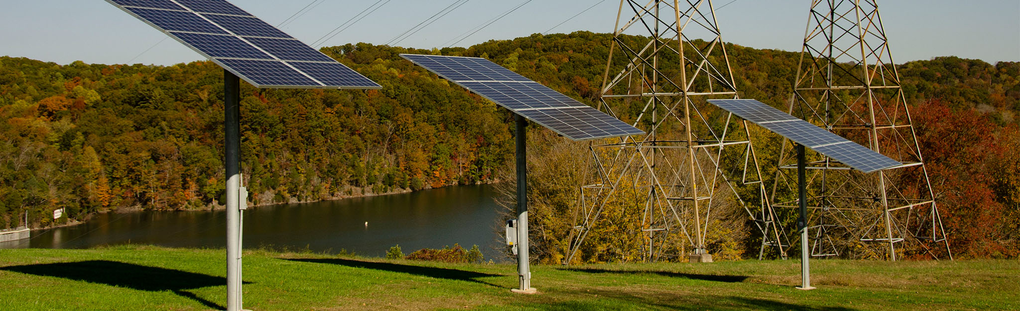 Solar panels on a hill