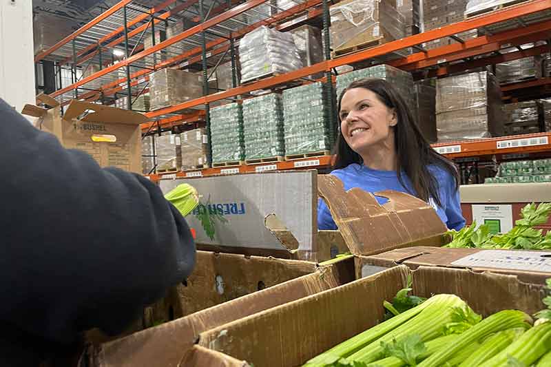 Fresh produce is a popular item at food distributions