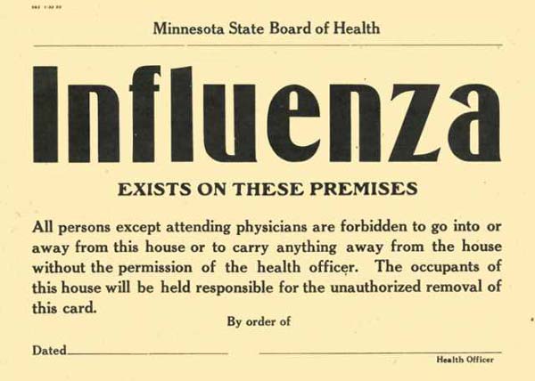 Minnesota State Board of Health Influenza Notice