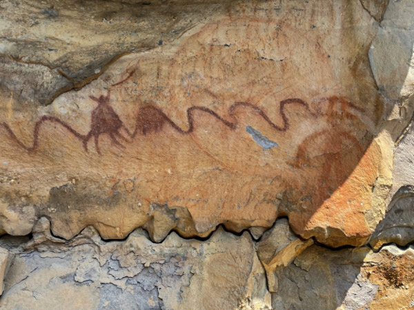 A photo of a glyph at the Painted Bluff site. More than 100 glyphs have been documented at the site
