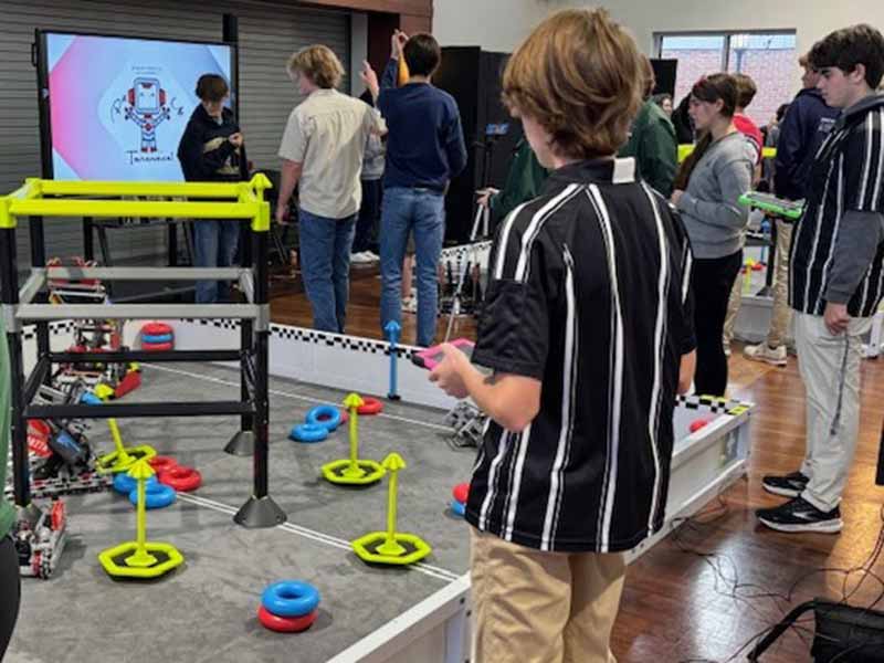 Student at robotics competition