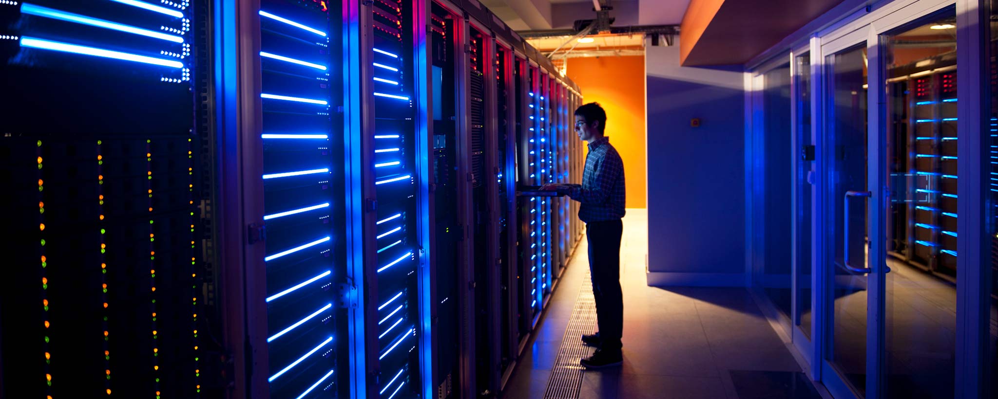 IT employee in the server room IT employee in the server room