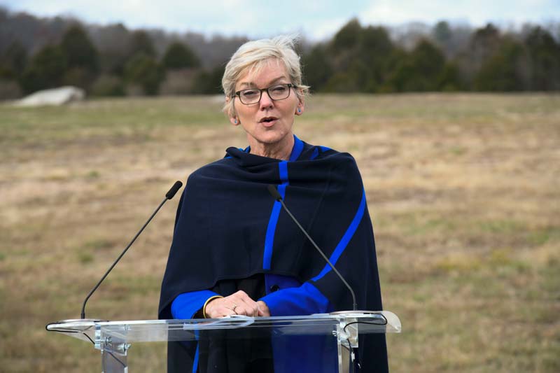 U.S. Energy Secretary Jennifer Granholm speaks during a visit to the Clinch River site