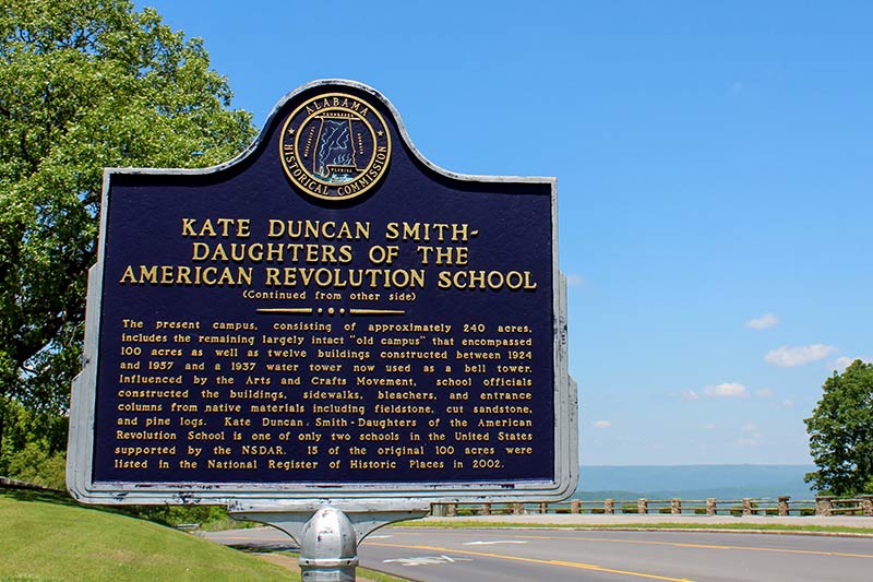 Historical marker outside Kate Duncan Smith School in Alabama