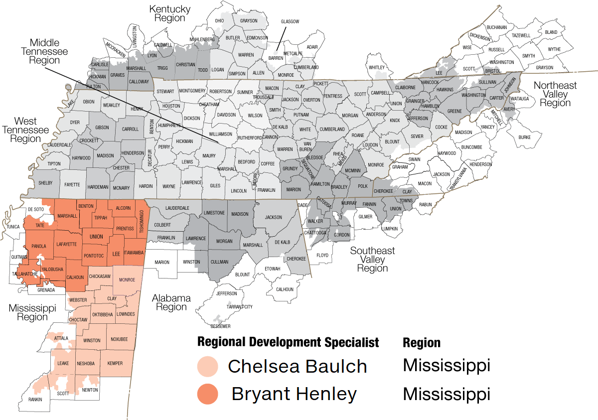 Mississippi regions map