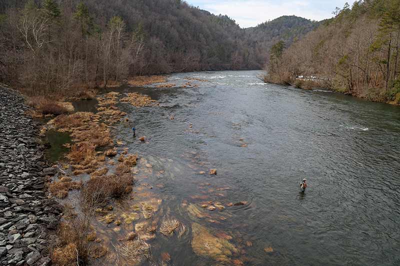 Fly fisherman on the Hiwassee River