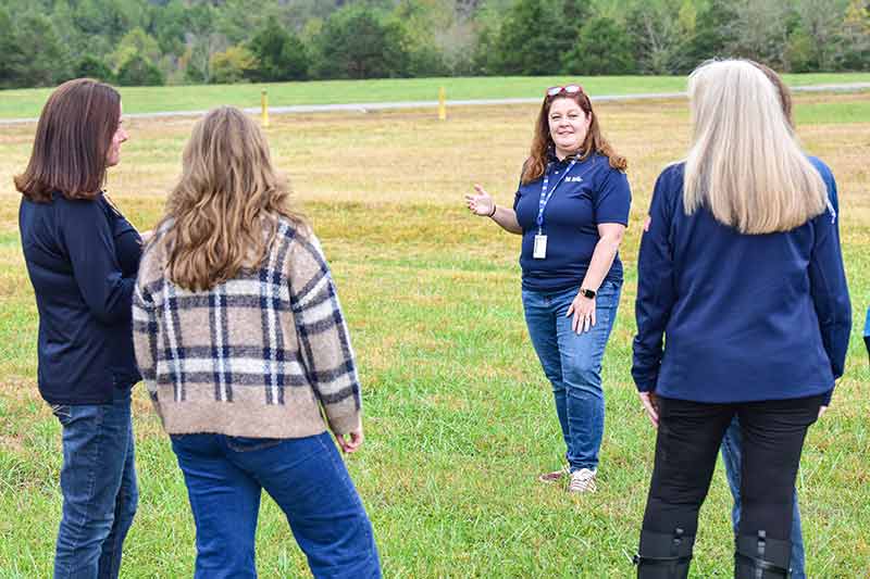 Malinda Hunter, TVA, talks to a group at the Clinch River Nuclear Site