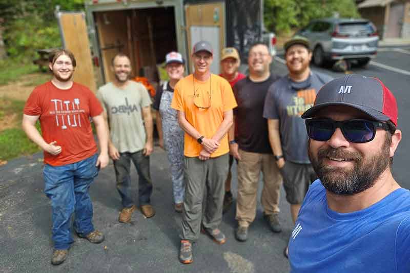 volunteers gathered for trail maintenance