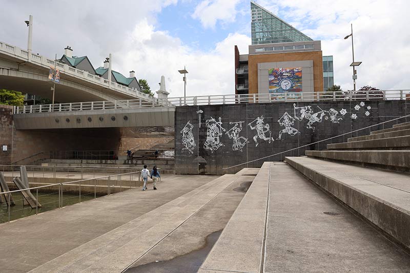 A Cherokee art installation at Ross's Landing
