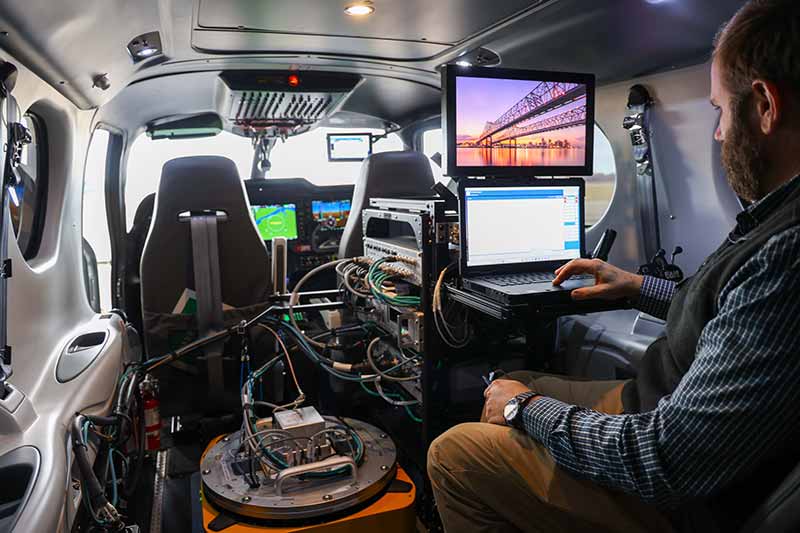 The plane's sensor technology includes a customer operator console for 3D mapping