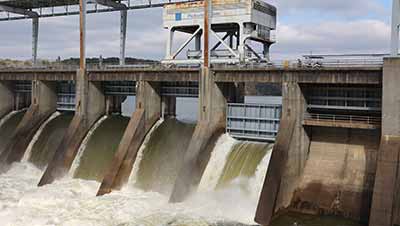 Dam spilling water