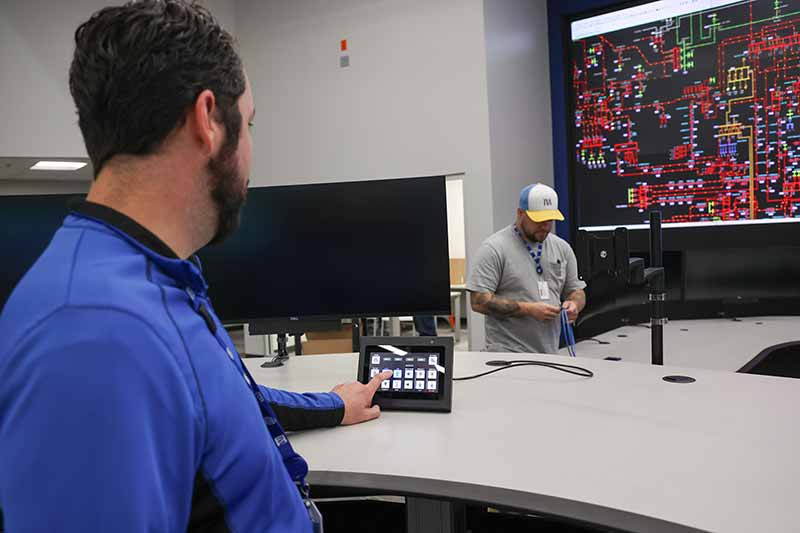 An ergonomic control panel lets each operator adjust desk height, white noise and other features.