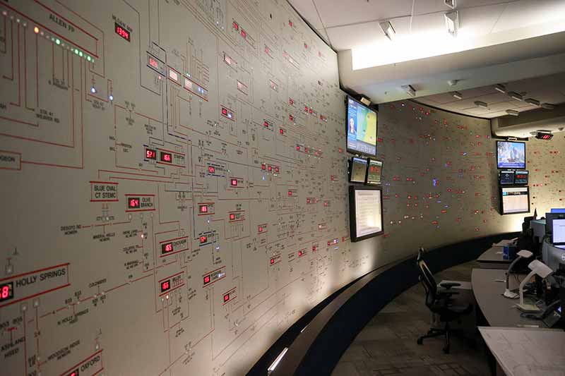 Map board in the current TVA operations center.