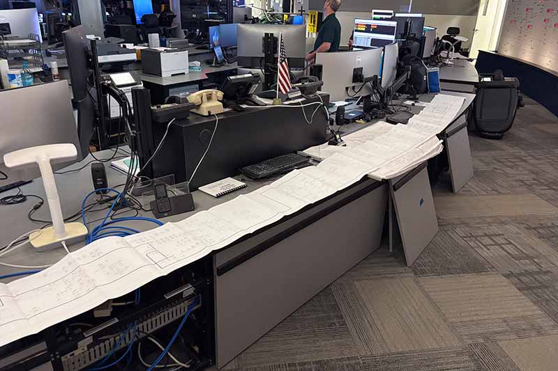In the new center, operators can view long schematics without unfolding 30 feet of paper.