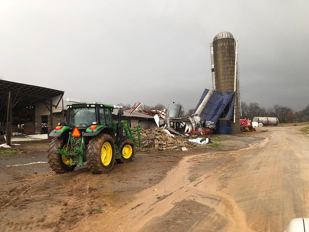 Storm damage to farm